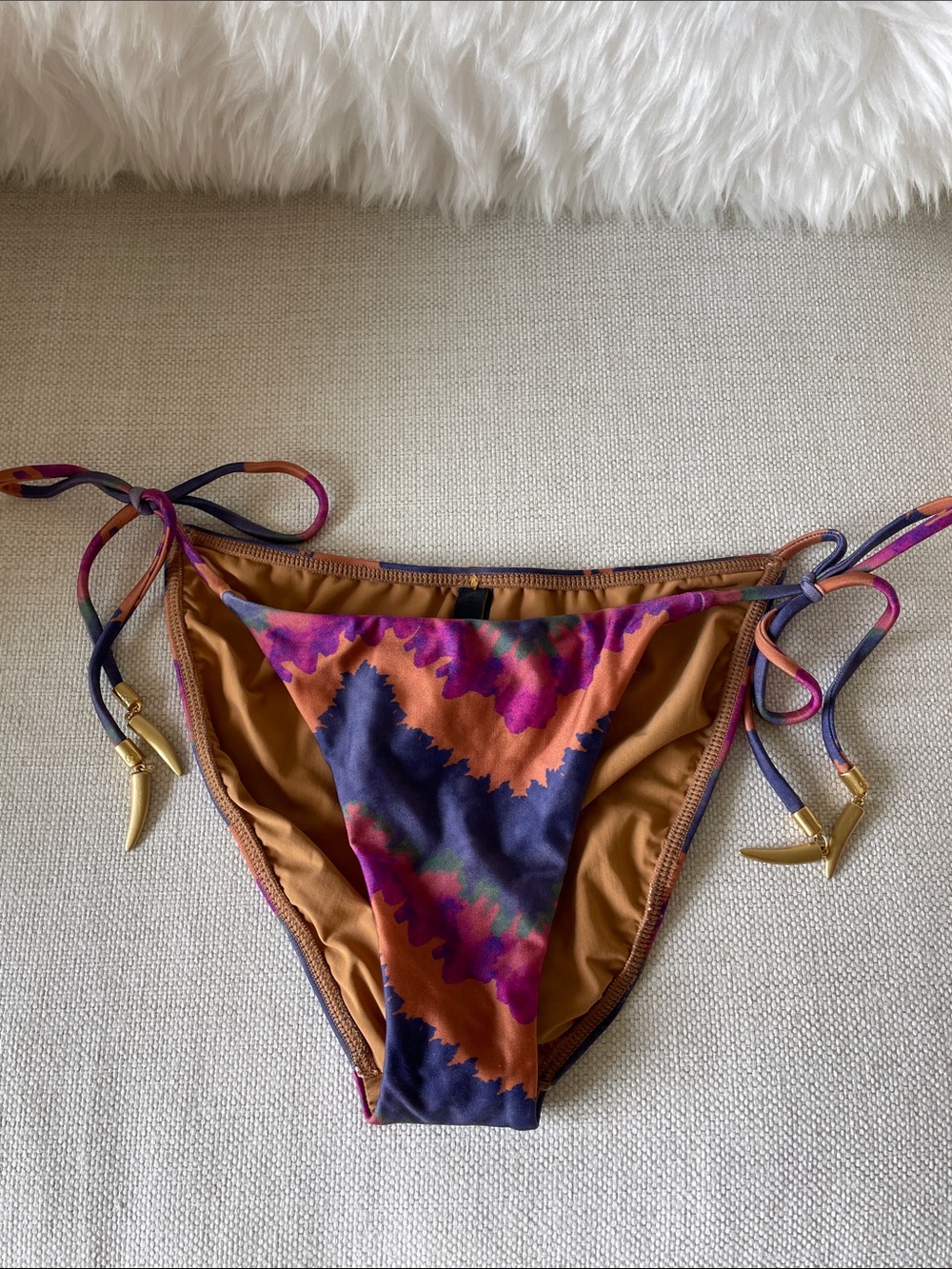 Tie-Side Bikini Bottom with Multicolor Abstract Print